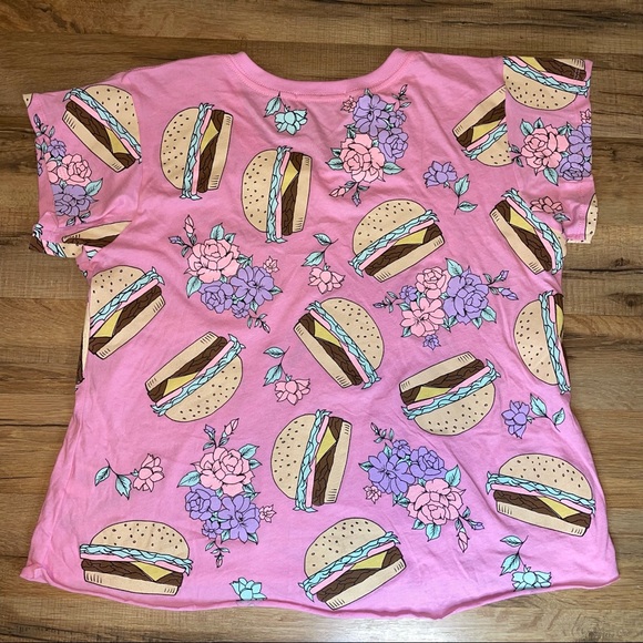 Wildfox Hamburger Floral V-Neck Pink Shirt - Picture 9 of 10